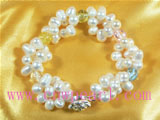 6-7mm top drilled pearl bracelet with crystal beads